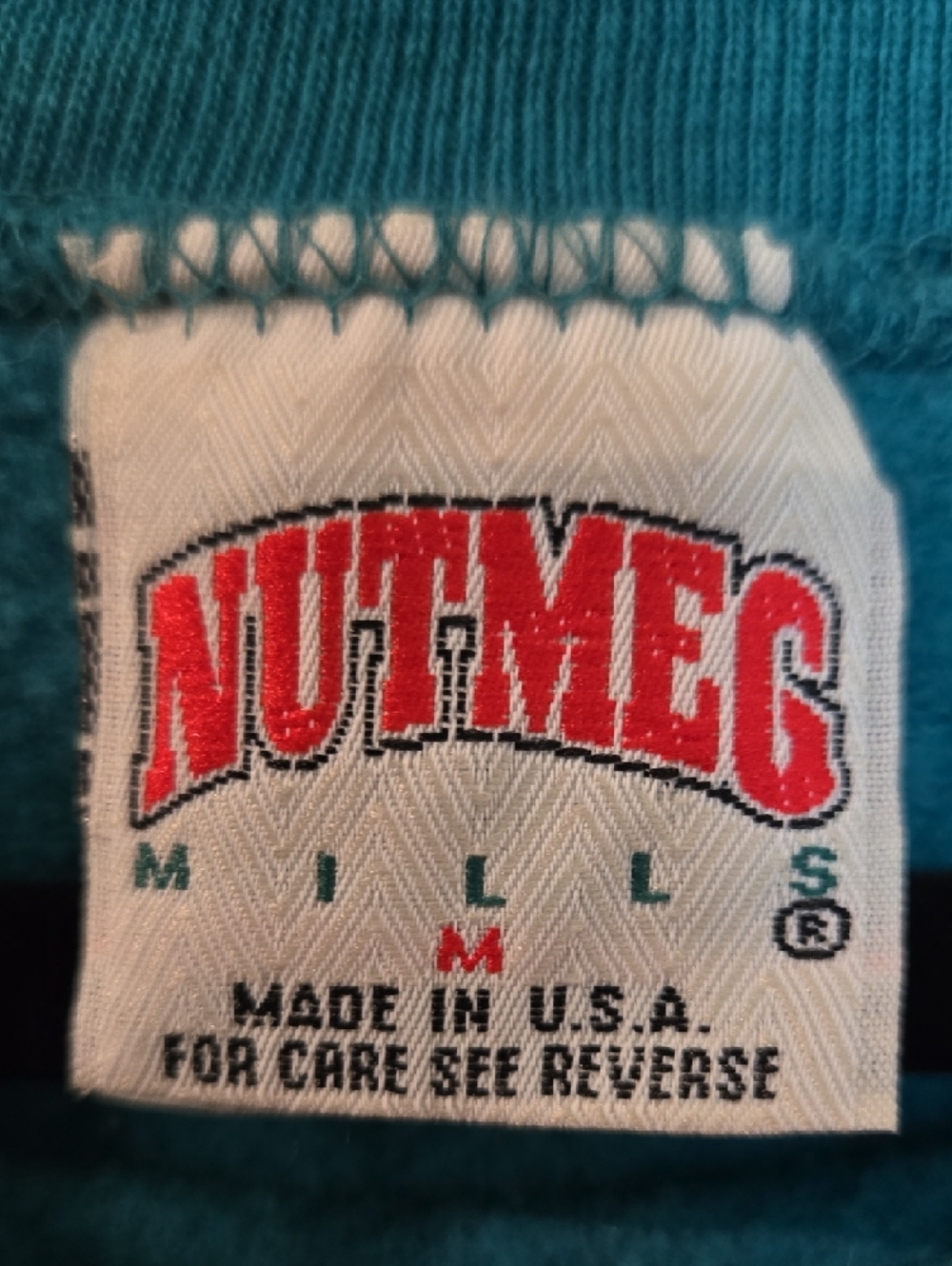 Vintage NUTMEG 1994 Miami Dolphins Teal Crewneck Sweatshirt - Picture 2 of 6